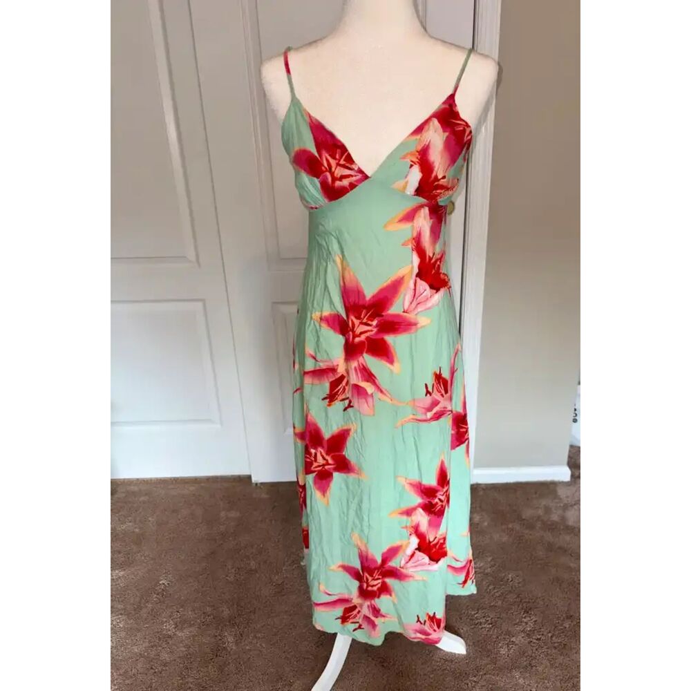 Paper Heart Tropical Vacation Floral Maxi Dress Small FLAW